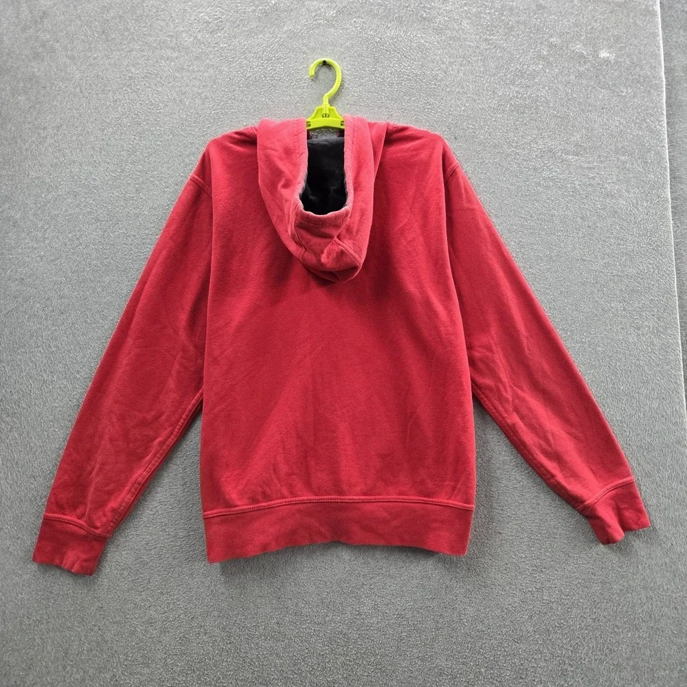 The North Face Men Hoodie L Red Fleece Logo‎ Activewear Zipper Long Sleeve